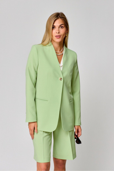 Жакет на подкладке лето деловой свободный с карманами THE NAME 2315 салатовый - фото 2