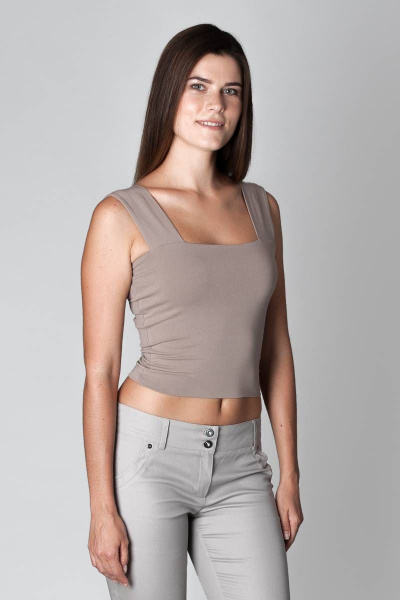 Облегающий топ из хлопка с широкими бретелями Ouarida 20М091 К - фото 3