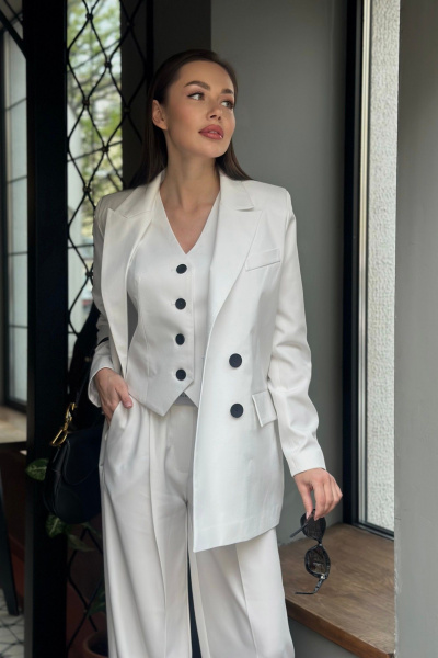 Жилет классический белый на регулируемой спинке деловой Skipper Design 733_white - фото 4