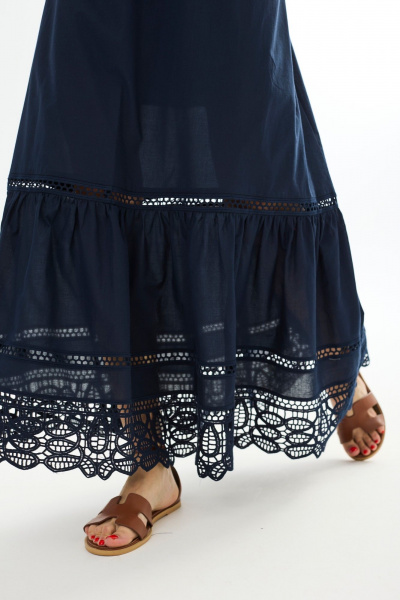 Макси-платье с декором и оборкой на лето из хлопка Vesnaletto 3783-2 - фото 8