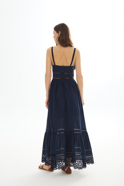 Макси-платье с декором и оборкой на лето из хлопка Vesnaletto 3783-2 - фото 3