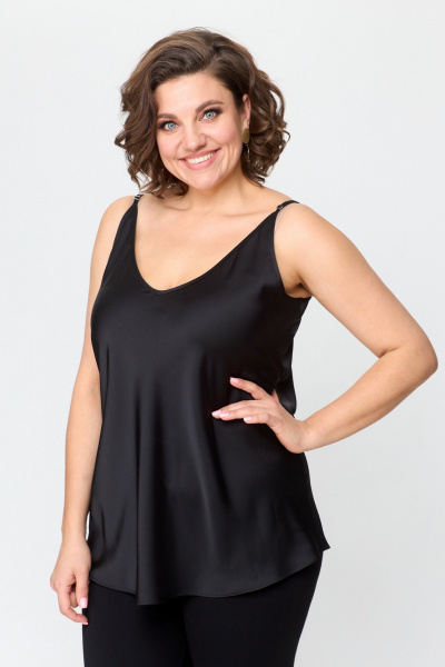 Круглогодичный топ на бретелях из текстиля Avenue 0317-2 черный - фото 1