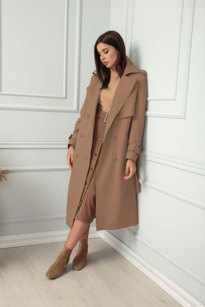 Плащ SandyNa 13826 коричневый - фото 2