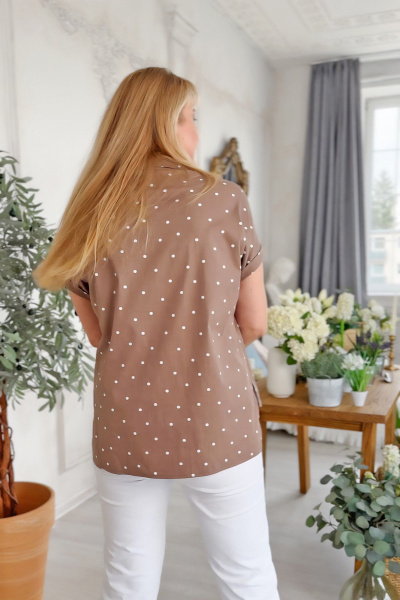 Блуза полуприлегающего силуэта с воротником-стойкой Rumoda 2219 коричневый - фото 11