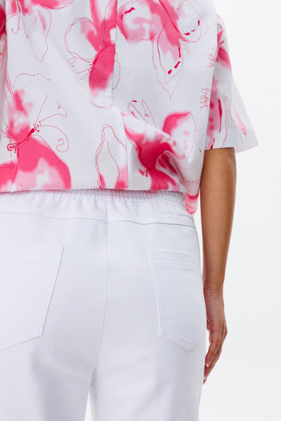 Костюм летний с жакетом и зауженными брюками из хлопка Mubliz 164/1 бело-розовый - фото 7