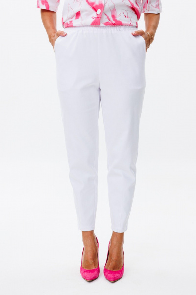 Костюм летний с жакетом и зауженными брюками из хлопка Mubliz 164/1 бело-розовый - фото 8