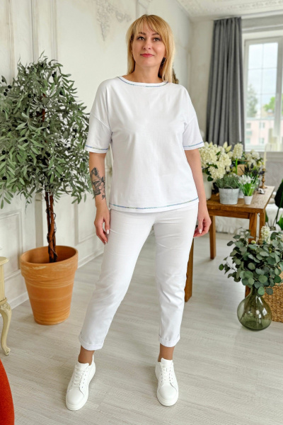 Джемпер Rumoda 2220 голубой_белый - фото 6