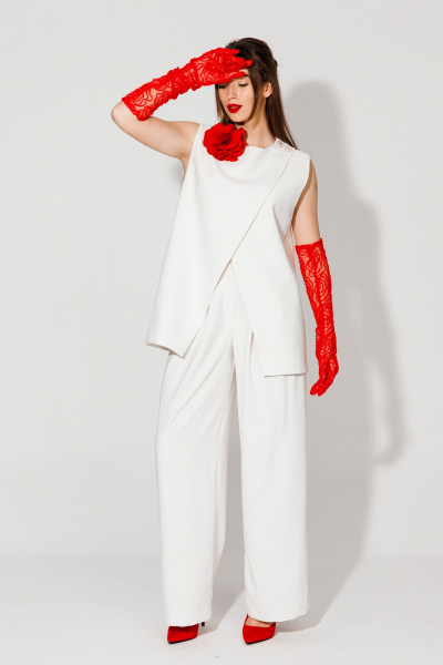 Красная украшение-бронь ручной работы в виде объемного цветка NikVa 546-1 красный - фото 1