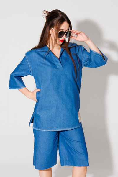 Блуза, шорты NikVa 547-1 синий - фото 5