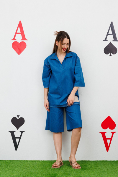 Блуза, шорты NikVa 547-1 синий - фото 3