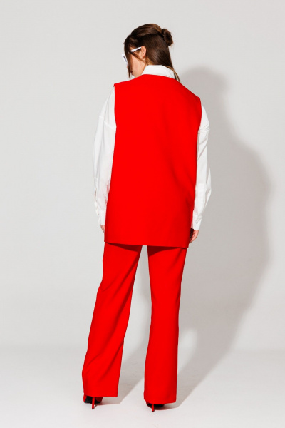 Жилет двубортный оверсайз из текста с нагрудными карманами NikVa 552-1 красный - фото 6