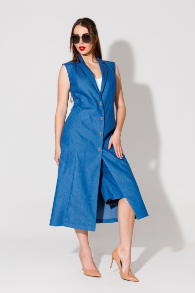 Жилет, топ, шорты NikVa 501.3 синий_молоко - фото 5