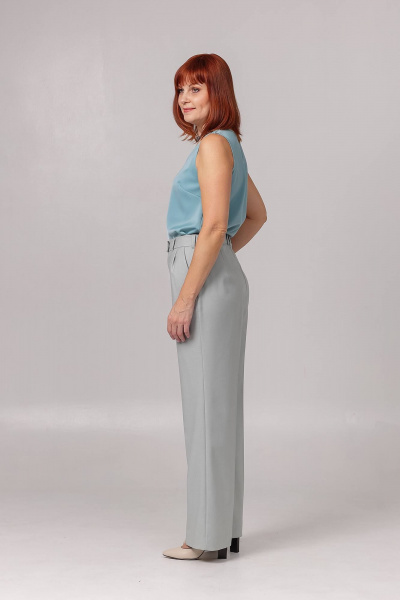 Брюки прямые из текстиля с карманами и складками Соджи 614 мятный - фото 6