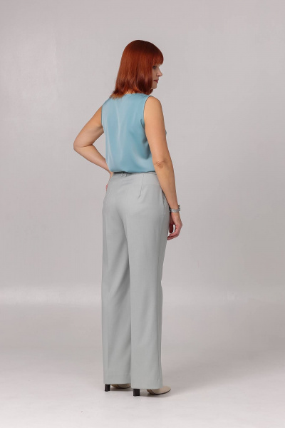 Брюки прямые из текстиля с карманами и складками Соджи 614 мятный - фото 4