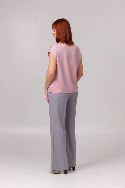 Блуза приталенного силуэта со спущенными плечами для лета Соджи 620 пудровый - фото 3