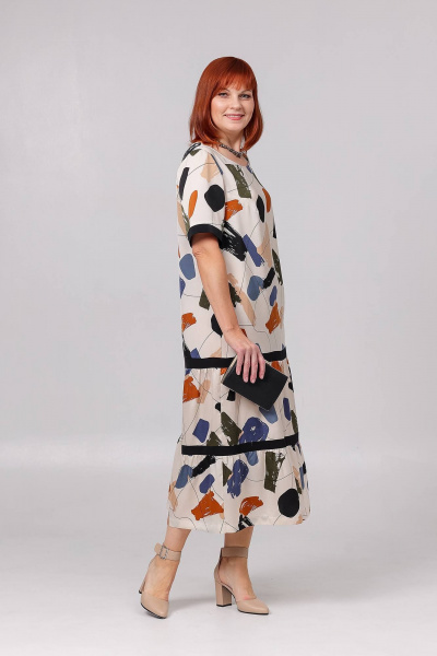 Платье с воланами и рукавом 28 см для летнего гардероба Соджи 623 молочный - фото 4