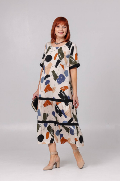 Платье с воланами и рукавом 28 см для летнего гардероба Соджи 623 молочный - фото 3