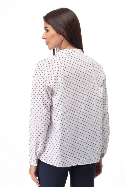 Белая блуза из хлопка с кокетками и разрезом Anelli 892 клевер - фото 3
