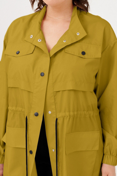 демисезонный плащ в стиле на каждый день с регулируемой талией Almirastyle 362 горчица - фото 6