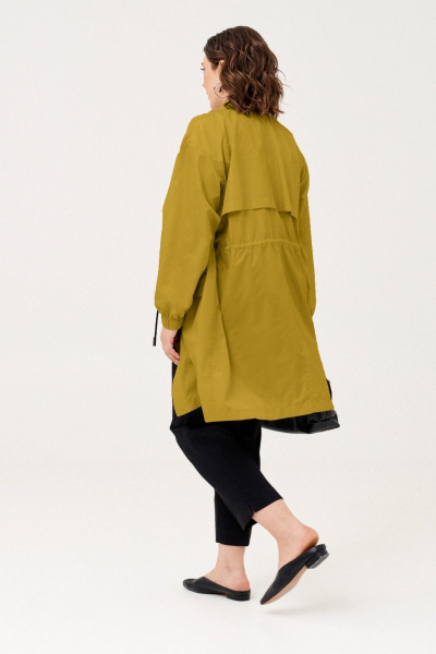 демисезонный плащ в стиле на каждый день с регулируемой талией Almirastyle 362 горчица - фото 4