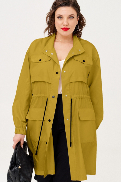 демисезонный плащ в стиле на каждый день с регулируемой талией Almirastyle 362 горчица - фото 1