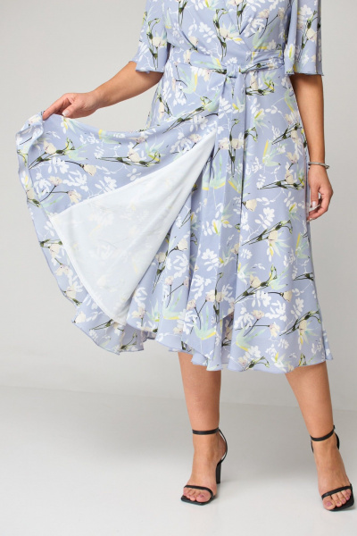 Платье с V-образным вырезом и асимметричным низом ANASTASIA MAK 1193 голубой - фото 10