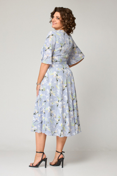 Платье с V-образным вырезом и асимметричным низом ANASTASIA MAK 1193 голубой - фото 7