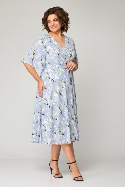 Платье с V-образным вырезом и асимметричным низом ANASTASIA MAK 1193 голубой - фото 1