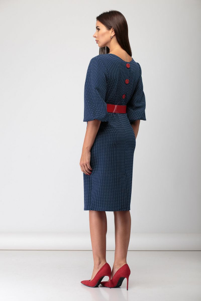 Платье прямого силуэта на каждый день и праздник БАГРЯНИЦА 1801 синий,белый - фото 3