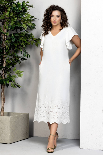 Летнее миди платье в стиле бохо с нагрудными вытачками Gold Style 2621 белый - фото 10