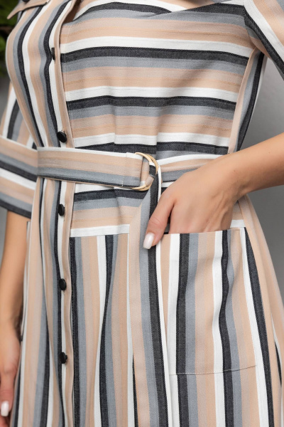 Летнее рубашечное платье из полоски с поясом Gold Style 2620 - фото 9