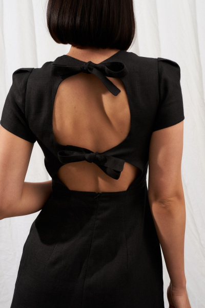 Миди-платье Айрис с разрезом и завязками из льна Puella 3001 черный - фото 5