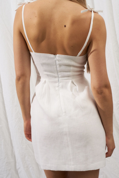 Мини-платье Бель из льна с квадратным вырезом Puella 3003 белый - фото 4