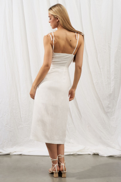 Платье миди с регулировкой декольте и разрезом Puella 3004 белый_миди - фото 2