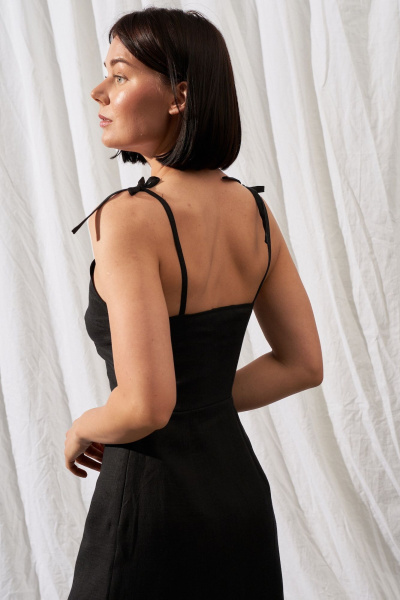 Миди-платье с регулировкой декольте из льна Puella 3004 черный_миди - фото 4