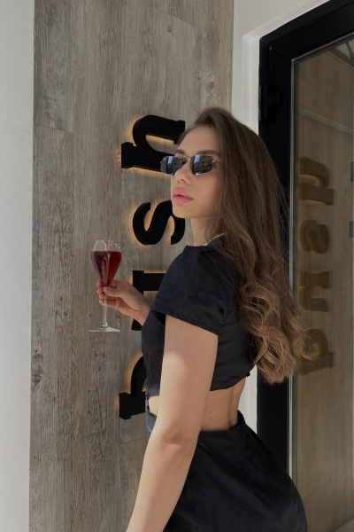 Летнее приталенное платье из льна мини Puella 3009 черный_Лаура - фото 2