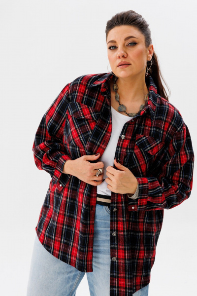 Демисезонная клетчатая шерстяная рубашка в стиле кэжуал Anelli 1452 гранатовый - фото 5
