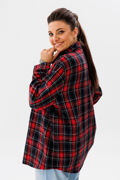 Демисезонная клетчатая шерстяная рубашка в стиле кэжуал Anelli 1452 гранатовый - фото 4