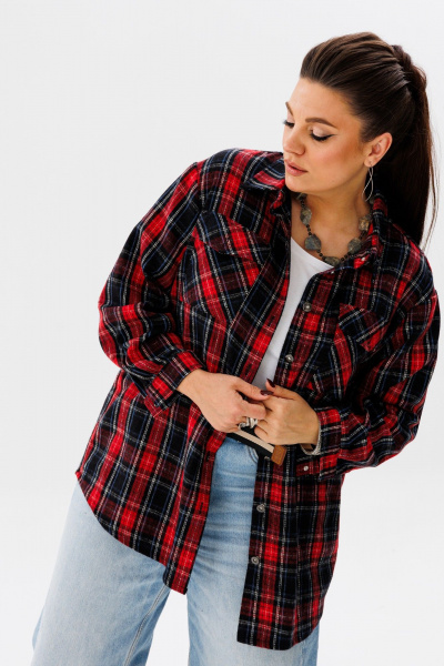 Демисезонная клетчатая шерстяная рубашка в стиле кэжуал Anelli 1452 гранатовый - фото 3