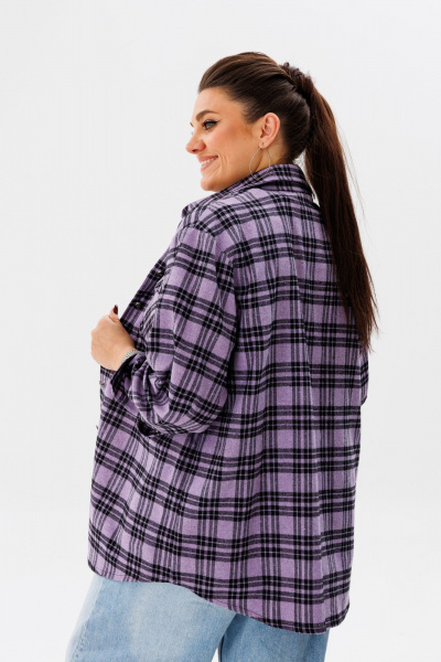 Демисезонная шерстяная клетчатая рубашка в стиле кэжуал Anelli 1452 аметистовый - фото 3
