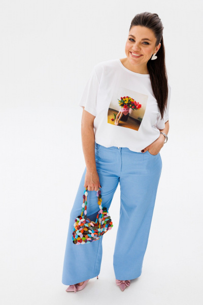 На каждый день голубые брюки палаццо из джинса Anelli 1437 голубой - фото 6