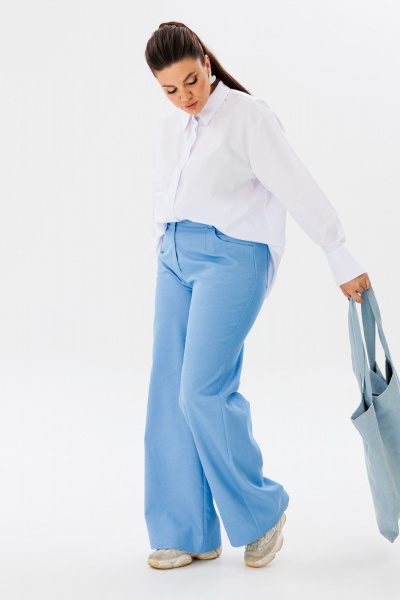 На каждый день голубые брюки палаццо из джинса Anelli 1437 голубой - фото 4