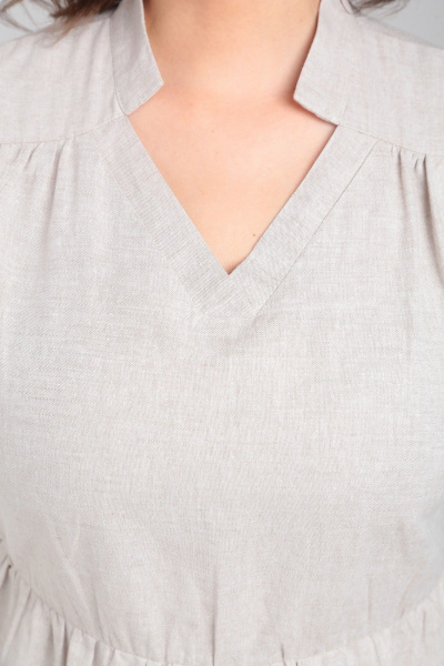 Льняное платье макси с воланами и V-образным вырезом Celentano lite 5028.1 натуральный - фото 6