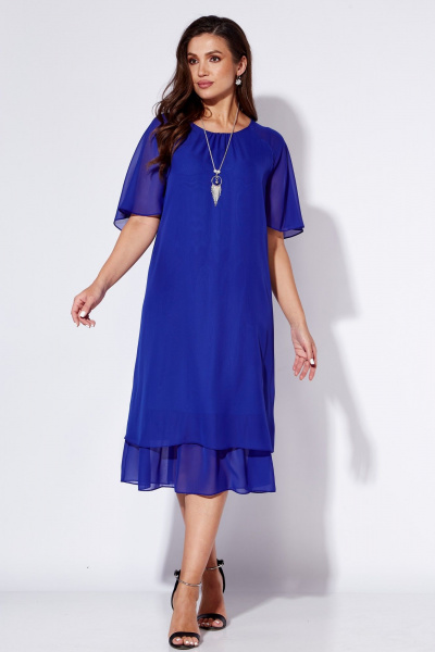 Нарядное летнее платье трапециевидного силуэта с украшением TAiER 1212 василек - фото 3