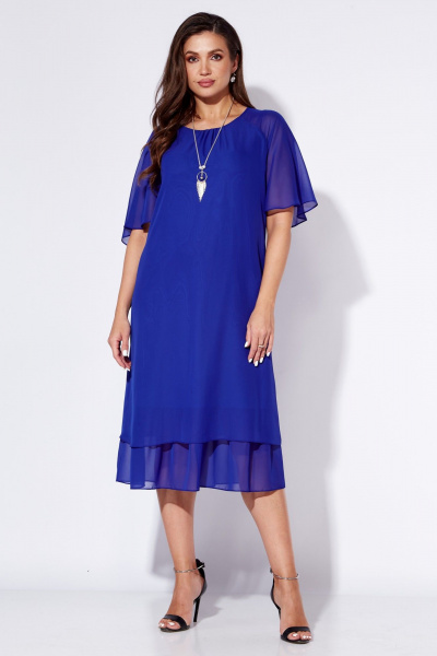Нарядное летнее платье трапециевидного силуэта с украшением TAiER 1212 василек - фото 2