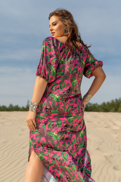 Платье-сарафан с ярким принтом и съёмным поясом Andina 831 фуксия принт - фото 16