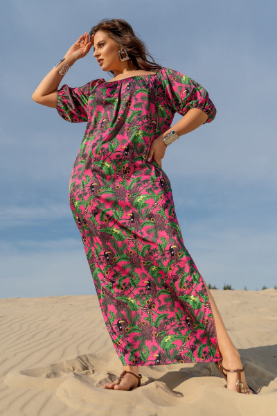 Платье-сарафан с ярким принтом и съёмным поясом Andina 831 фуксия принт - фото 15