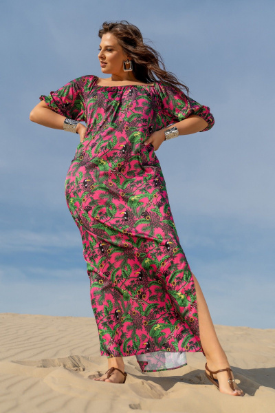 Платье-сарафан с ярким принтом и съёмным поясом Andina 831 фуксия принт - фото 14