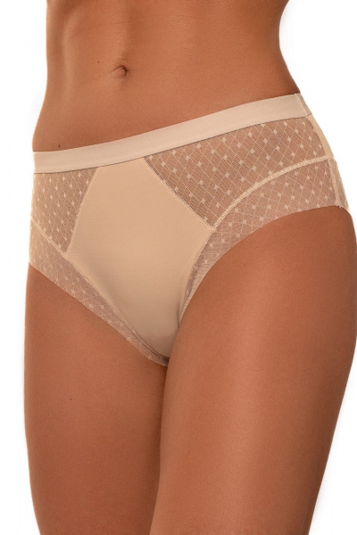Трусы бежевые со средней линией из кружев и текстиля BRAVO PH385C2D - фото 1