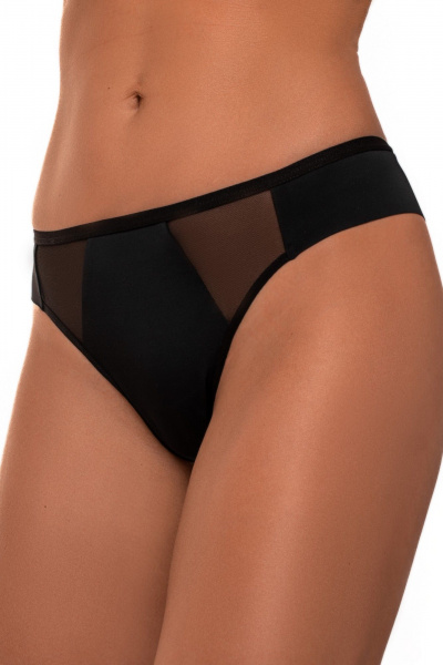 Черные трусы из кружева и трикотажа с высокой посадкой BRAVO PE506T2D черный - фото 1